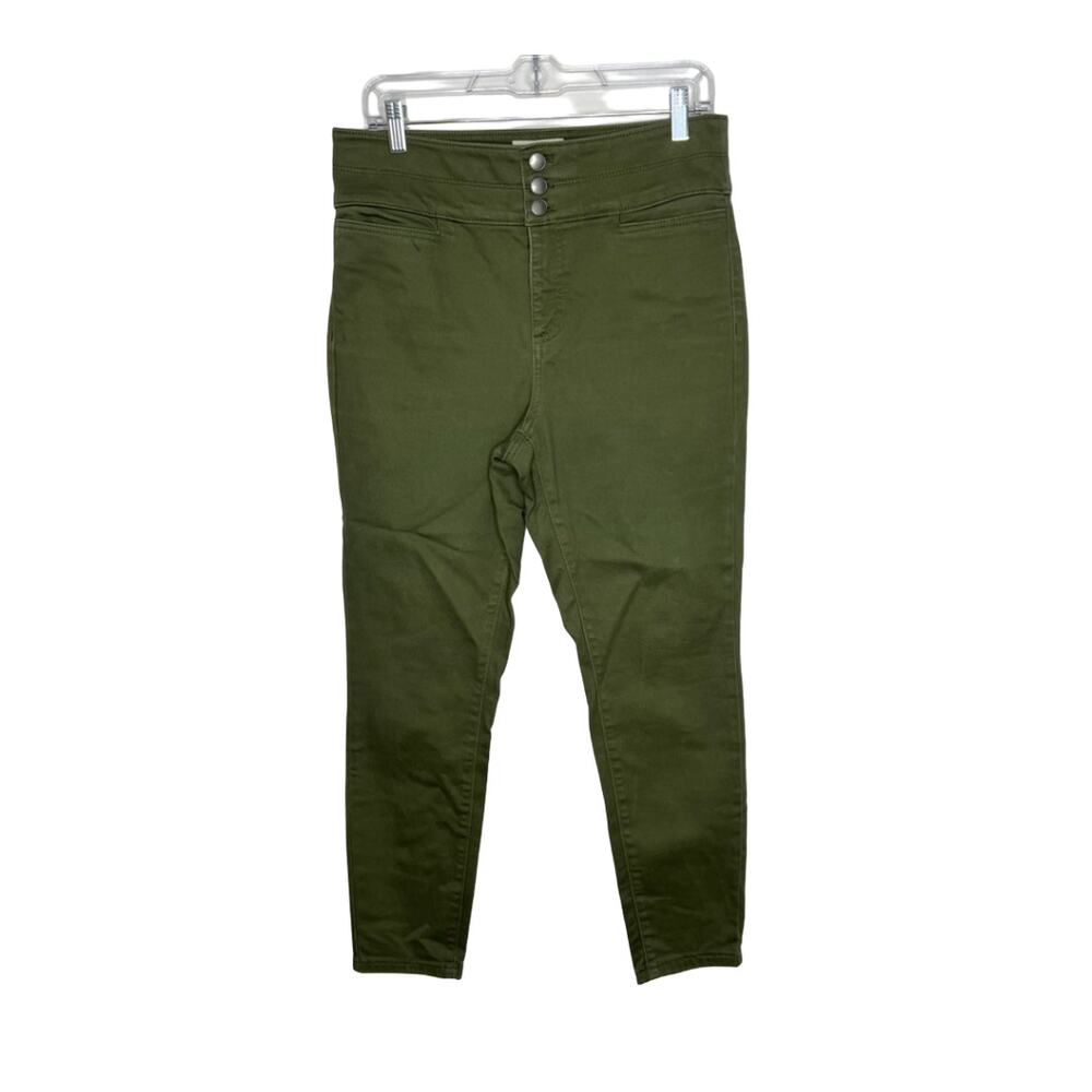 Loft Olive Green High Rise Fitted to Ankle Jeans Casual Slim Pants Size 8
